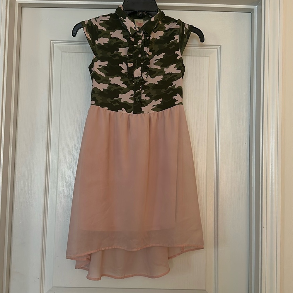 Faded, glory, girls, pink camo, high, low dress, medium